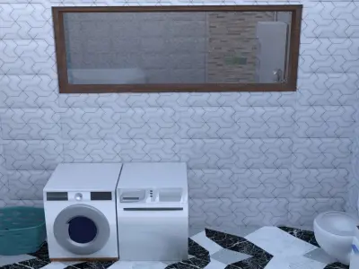 modern bathroom Low-poly 3D model