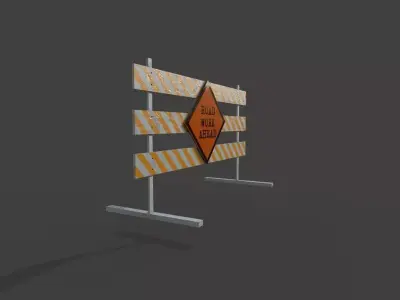 Road Block Closure Low-poly 3D model