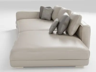 Stylish leather sofa in light colors 3D model