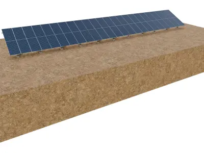 Lowpoly Ground Mounted Solar Panels-24 Rows of PV Modules Low-poly 3D model
