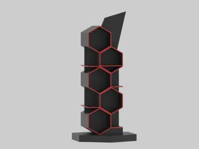Floor Hexagon double sided Shelve Low-poly 3D model