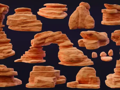 Stylized Rock Desert collection 15 Low-poly 3D model Low-poly 3D model