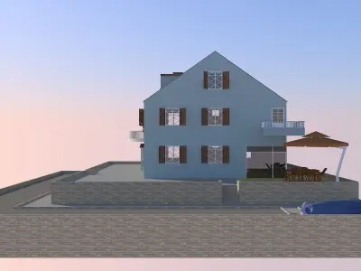 House with windows and shutters Free 3D model