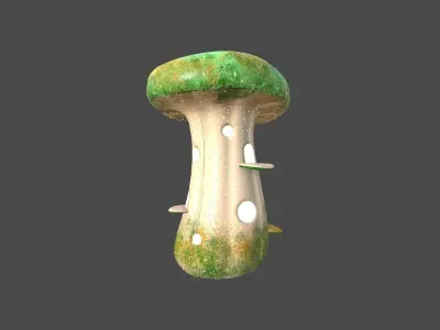 Fantasy Mushroom F09 Green Orange - Scene Backdrop Design Low-poly 3D model