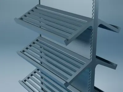 Double-Sided Supermarket Produce Display Rack Low-poly 3D model