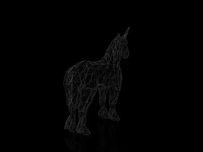 Unicorn Wireframe Low-poly 3D model