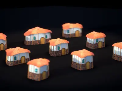 9 House Pack Stylized Game Asset Low-poly 3D model