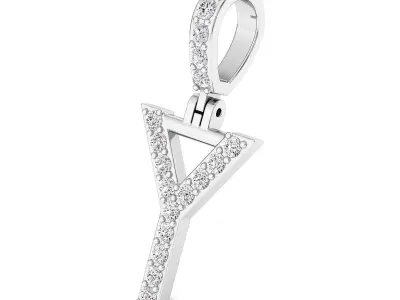 Alphabet Y-letter single row pendant 3D print model