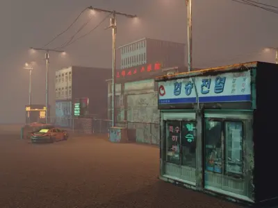 Cyberpunk Street Sci-Fi Asset Pack Low-poly 3D model