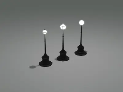 street light set Low-poly 3D model buy