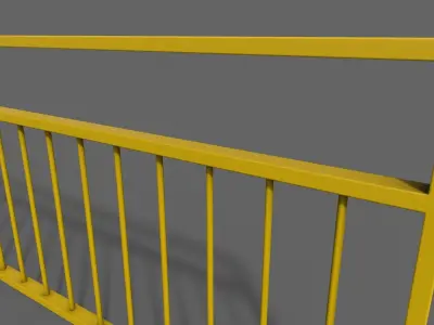 PBR Pedestrian Guard Rail Yellow V3 Low-poly 3D model