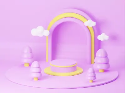 Podium In Woods Includes Lighting Setup 3D model