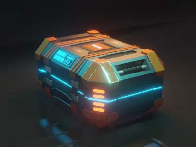 Sci-fi Crate with Surface Scratches Low-poly 3D model