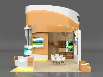 Booth Exhibition Stand Stall 6x8m Height 500 cm 3 Side Open 3D model