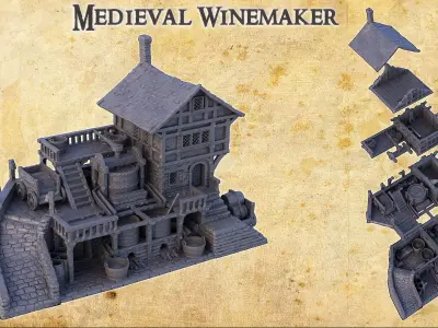 Medieval Winemaker Tabletop Terrain 28 MM 3D print model