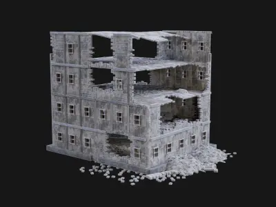 BUILDING POSTAPO POST APO DESTROYED ARCHITECTURE OLD RUIN CITY Low-poly 3D model