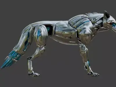 Sci-Fi Robot Wolf 3D Model Low-poly 3D model