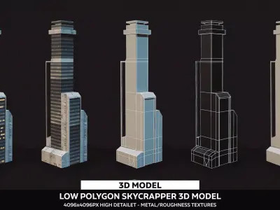 Sci-Fi Low Polygon Building Low-poly 3D model
