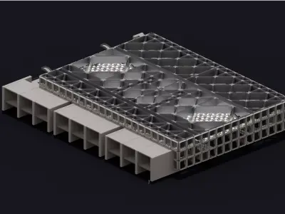 Brutalist Industrial Podium Building 12 Low-poly 3D model