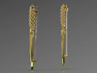 Golden Wheat Ear brooches sj0019 3D print model
