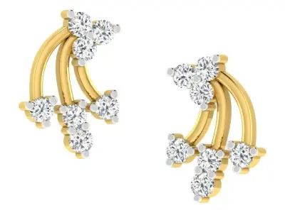 Gold Diamond Women Earring 3D print Model 3D print model 62