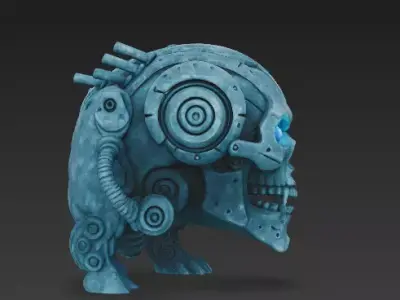 Cybernetic Skull 3D Model - Sci-Fi Mech Skeleton Bust 3D print model