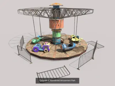 Collection Of  Abandoned Amusement Park 3D Model Pack
