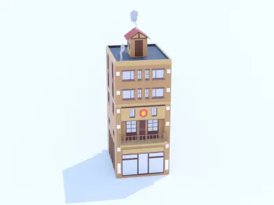 Italian Building number 2 Lowpoly Low-poly 3D model