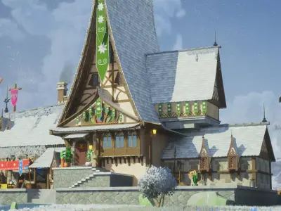 Stylized Fantasy Village - Emerald Haven Low-poly 3D model