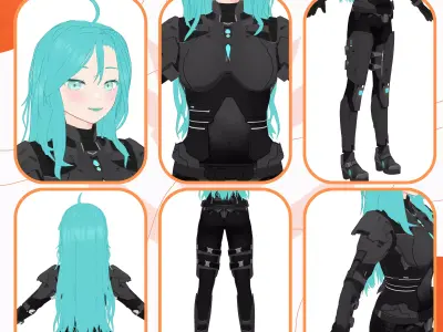 VRM ARMOR SCI FI COSTUME PLATES FULL SET FEMALE 3D model