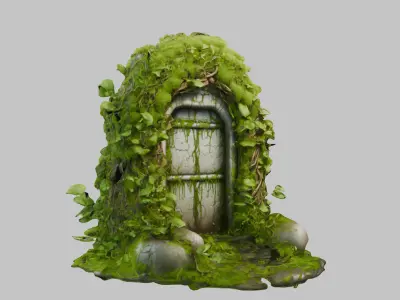 Sewer moss and vines door Low-poly 3D model