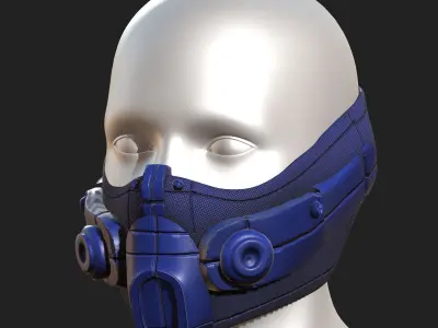 Gas mask respirator scifi futuristic 3d model  Low-poly 3D model 16