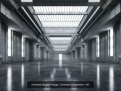 Cinematic Brutalist Hangar Pack- Cinematic Environments- 3 in 1