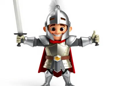 Charming Knight Rigged and Animated Character Model for Games Low-poly 3D model