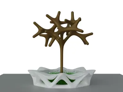Organic Urban Seat and Tree Landscape 3D model
