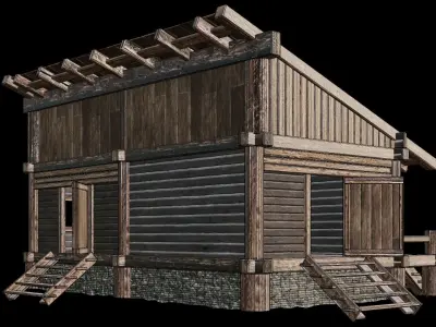 Medieval Houses 14 - 4K Textures Game Ready Low-poly 3D model
