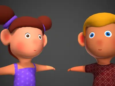 Cartoon Characters Low-poly 3D model