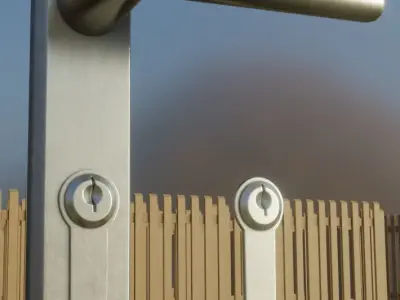 Wooden fence set 3 Vertical with door parts Low-poly 3D model