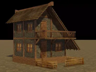 Medieval house 16 Low-poly 3D model