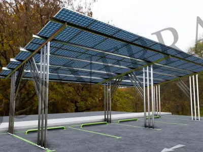 Lowpoly Solar Carport-N Types-Steel Structure Low-poly 3D model