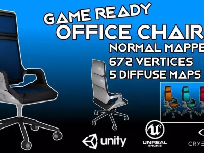Game Optimized Stylish Office Chair Low-poly 3D model