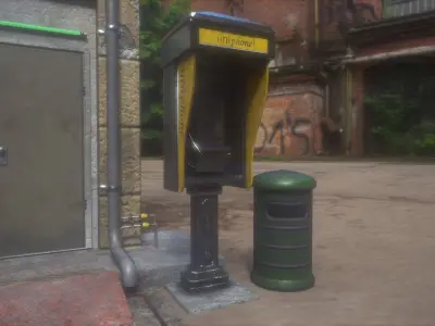 Old Local Phonebooth Low-poly 3D model