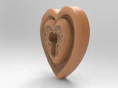 Heart-Shaped Keyhole Lock Baroque Backplate for Door Drawer 3D print model