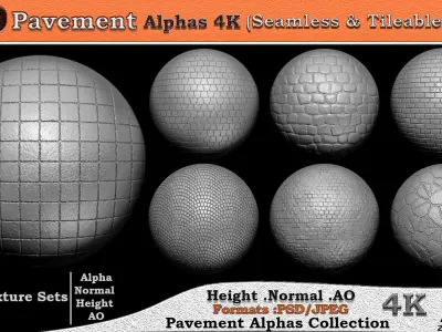 100 Pavement Alphas Collection Seamless  Tileable VOL 05 Texture