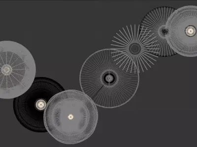 Modern bamboo woven chandelier set 3D model