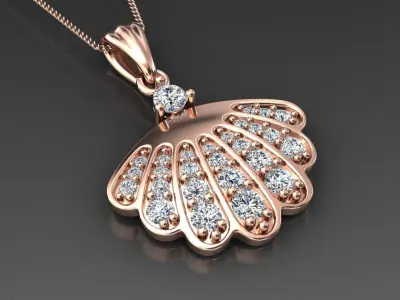 sea shell pendant diamond 3D print model