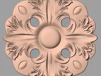 Furniture decoration round flower 3D STL model for CNC E908 3D model