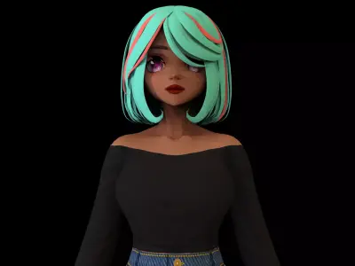 game ready Low Poly Anime Character 17 Low-poly 3D model
