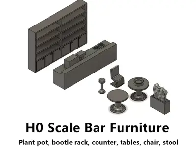 Bar and Restaurant furniture - H0 Scale 3D print model