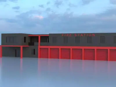 City Fire Station 5 Low-poly 3D model